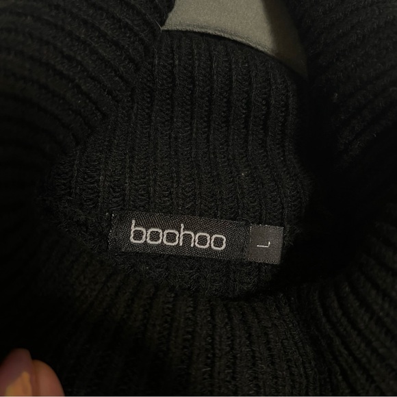 BooHoo turtleneck pullover sweater, chunky knit, black, tunic fit, size L - Picture 2 of 11